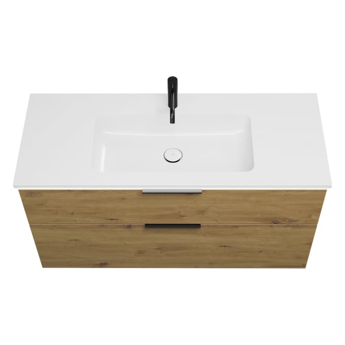 burgbad Eqio Waschtischkombination mit Mineralguss-Waschtisch und LED-Beleuchtung, 122 cm, mit Griff G0200