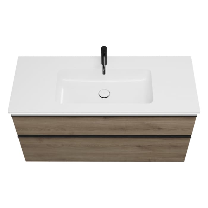 burgbad Eqio Waschtischkombination mit Mineralguss-Waschtisch und LED-Beleuchtung, 122 cm, mit Griffleiste G0252