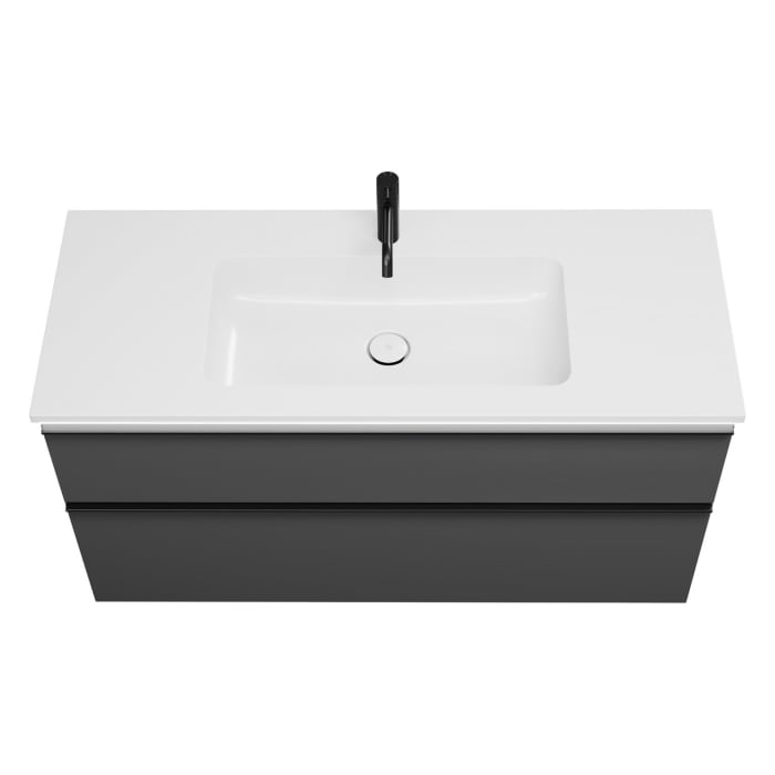 burgbad Eqio Waschtischkombination mit Mineralguss-Waschtisch und LED-Beleuchtung, 122 cm, mit Griffleiste G0252