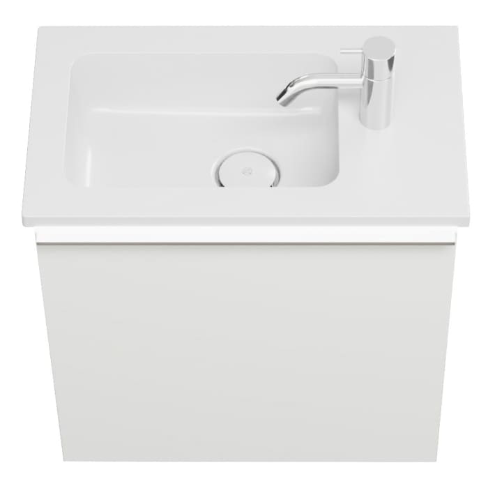 burgbad Eqio Waschtischkombination mit Mineralguss-Waschtisch und LED-Beleuchtung, 52 cm, mit Griffleiste G0251