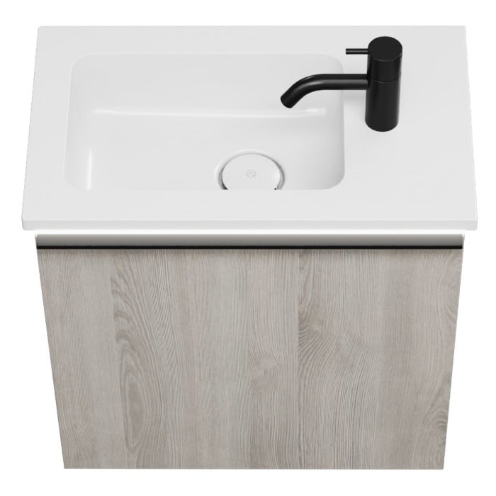 burgbad Eqio Waschtischkombination mit Mineralguss-Waschtisch und LED-Beleuchtung, 52 cm, mit Griffleiste G0252