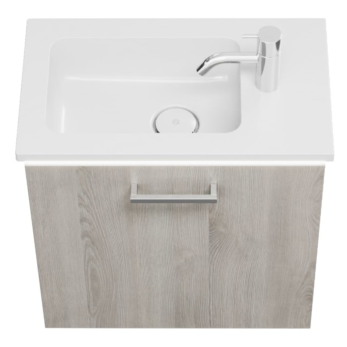 burgbad Eqio Waschtischkombination mit Mineralguss-Waschtisch und LED-Beleuchtung, 52 cm, mit Stangengriff P95