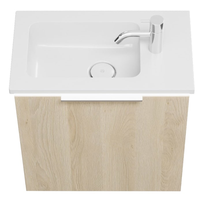 burgbad Eqio Waschtischkombination mit Mineralguss-Waschtisch und LED-Beleuchtung, 52 cm, mit Griff G0146