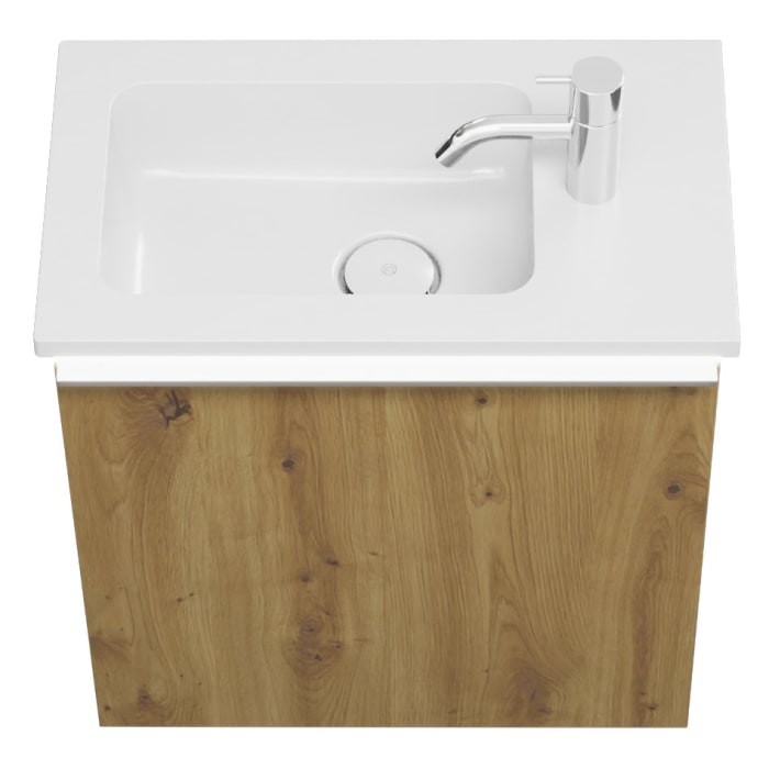 burgbad Eqio Waschtischkombination mit Mineralguss-Waschtisch und LED-Beleuchtung, 52 cm, mit Griffleiste G0251