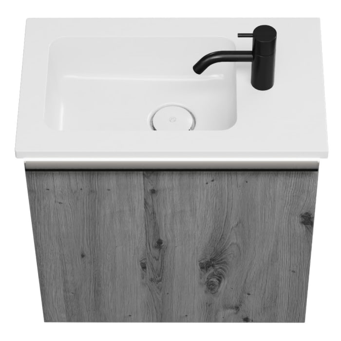 burgbad Eqio Waschtischkombination mit Mineralguss-Waschtisch und LED-Beleuchtung, 52 cm, mit Griffleiste G0252