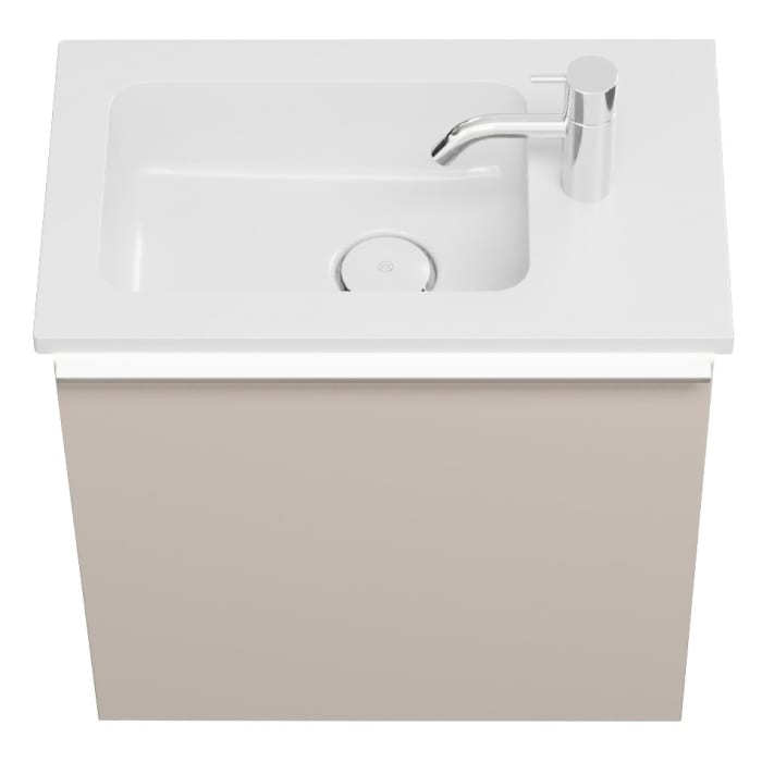 burgbad Eqio Waschtischkombination mit Mineralguss-Waschtisch und LED-Beleuchtung, 52 cm, mit Griffleiste G0251