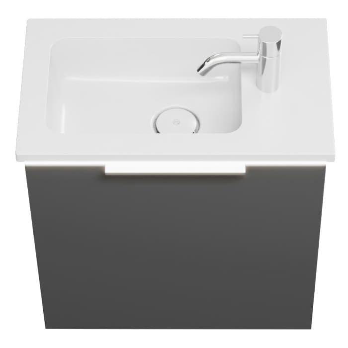 burgbad Eqio Waschtischkombination mit Mineralguss-Waschtisch und LED-Beleuchtung, 52 cm, mit Griff G0146