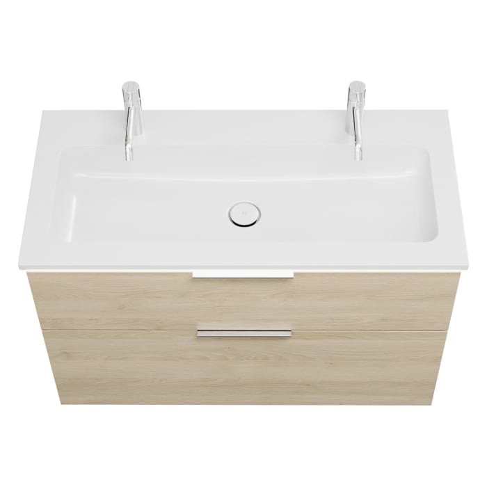 burgbad Eqio Waschtischkombination mit Mineralguss-Waschtisch und LED-Beleuchtung, 102 cm, mit Griff G0146