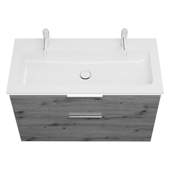 burgbad Eqio Waschtischkombination mit Mineralguss-Waschtisch und LED-Beleuchtung, 102 cm, mit Griff G0146