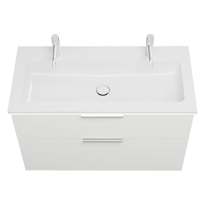 burgbad Eqio Waschtischkombination mit Mineralguss-Waschtisch und LED-Beleuchtung, 102 cm, mit Griff G0146