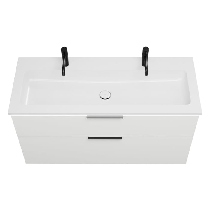 burgbad Eqio Waschtischkombination mit Mineralguss-Waschtisch und LED-Beleuchtung, 122 cm, mit Griff G0200