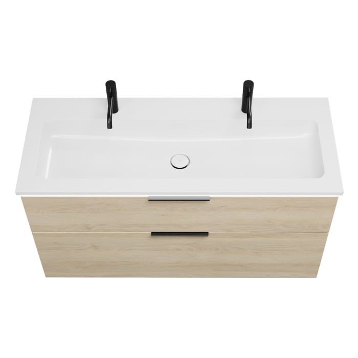 burgbad Eqio Waschtischkombination mit Mineralguss-Waschtisch und LED-Beleuchtung, 122 cm, mit Griff G0200