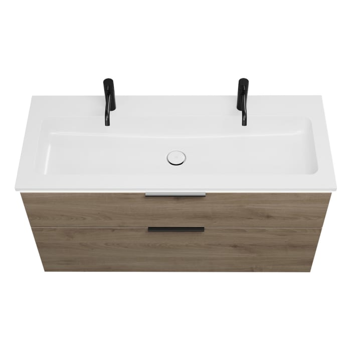 burgbad Eqio Waschtischkombination mit Mineralguss-Waschtisch und LED-Beleuchtung, 122 cm, mit Griff G0200