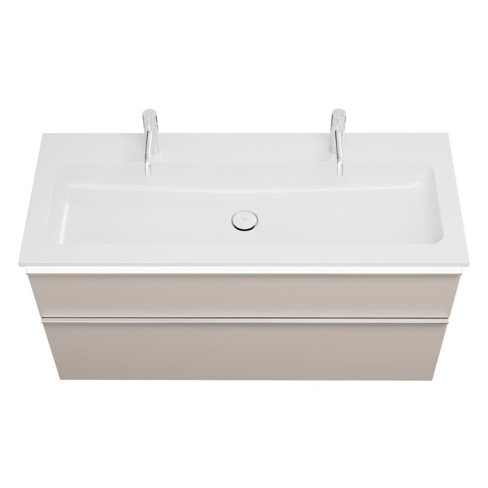 burgbad Eqio Waschtischkombination mit Mineralguss-Waschtisch und LED-Beleuchtung, 122 cm, mit Griffleiste G0251