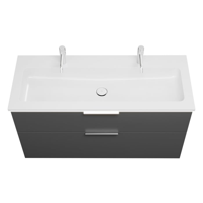 burgbad Eqio Waschtischkombination mit Mineralguss-Waschtisch und LED-Beleuchtung, 122 cm, mit Griff G0146