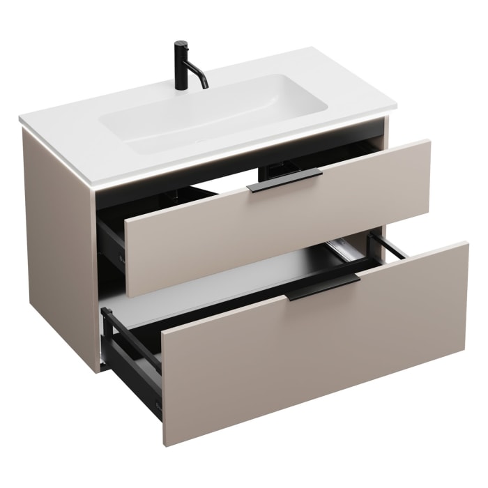 burgbad Eqio Waschtischkombination mit Mineralguss-Waschtisch und LED-Beleuchtung, 102 cm, mit Griff G0200