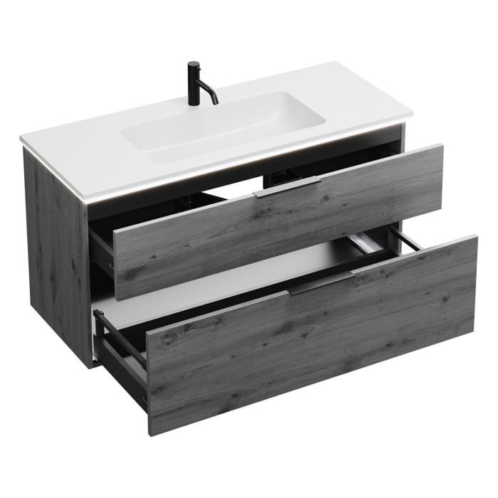 burgbad Eqio Waschtischkombination mit Mineralguss-Waschtisch und LED-Beleuchtung, 122 cm, mit Griff G0200