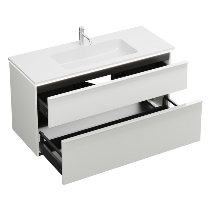 burgbad Eqio Waschtischkombination mit Mineralguss-Waschtisch und LED-Beleuchtung, 122 cm, mit Griffleiste G0251