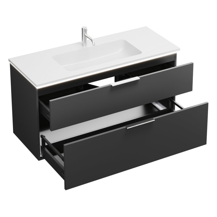 burgbad Eqio Waschtischkombination mit Mineralguss-Waschtisch und LED-Beleuchtung, 122 cm, mit Griff G0146