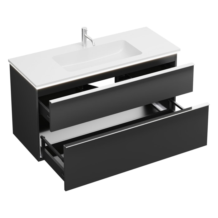 burgbad Eqio Waschtischkombination mit Mineralguss-Waschtisch und LED-Beleuchtung, 122 cm, mit Griffleiste G0251