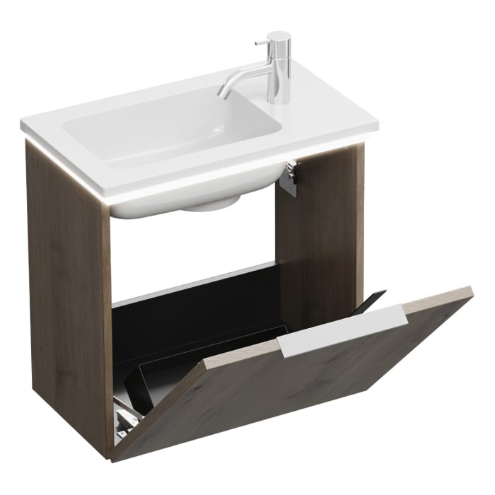 burgbad Eqio Waschtischkombination mit Mineralguss-Waschtisch und LED-Beleuchtung, 52 cm, mit Griff G0146