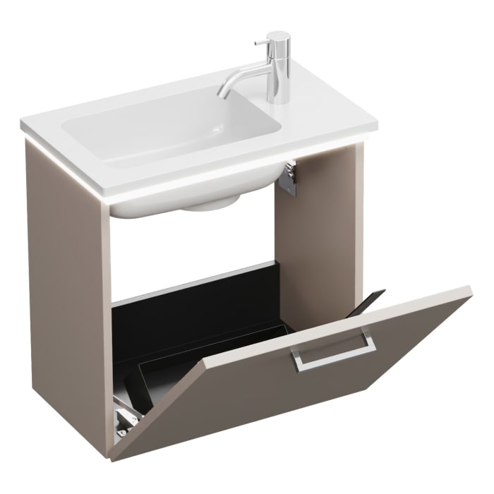 burgbad Eqio Waschtischkombination mit Mineralguss-Waschtisch und LED-Beleuchtung, 52 cm, mit Stangengriff P95