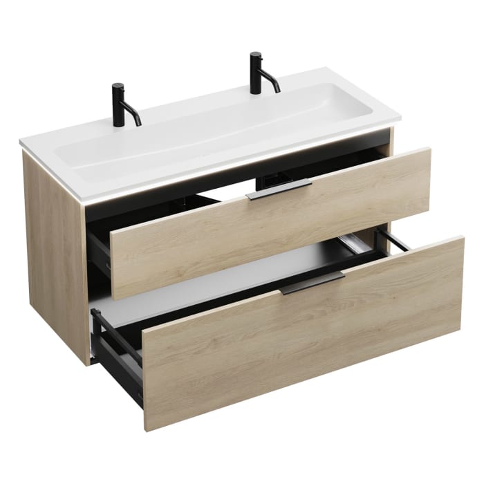 burgbad Eqio Waschtischkombination mit Mineralguss-Waschtisch und LED-Beleuchtung, 122 cm, mit Griff G0200