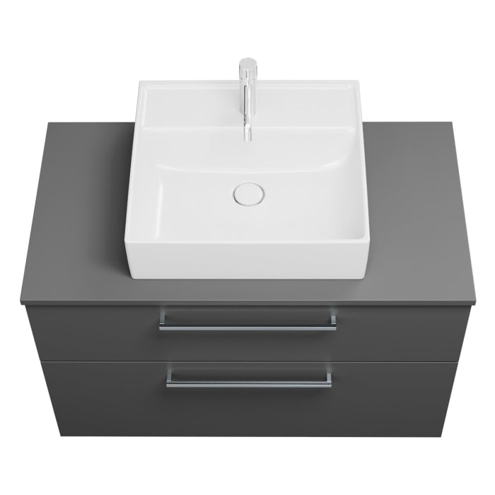 burgbad Eqio Waschtischunterschrank mit Konsolenplatte 100 cm, mit Stangengriff P95