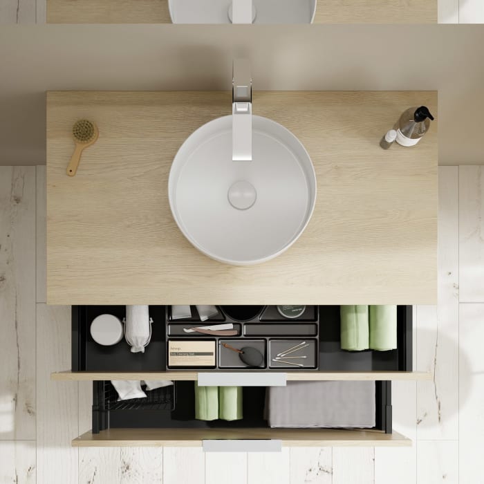 burgbad Eqio Waschtischunterschrank mit Konsolenplatte 100 cm, mit Griff G0146