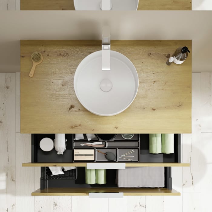 burgbad Eqio Waschtischunterschrank mit Konsolenplatte 100 cm, mit Griff G0146