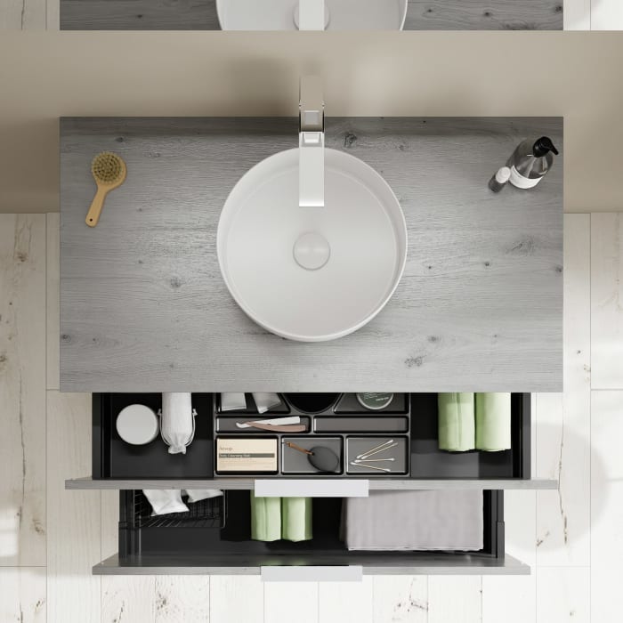 burgbad Eqio Waschtischunterschrank mit Konsolenplatte 100 cm, mit Griff G0146