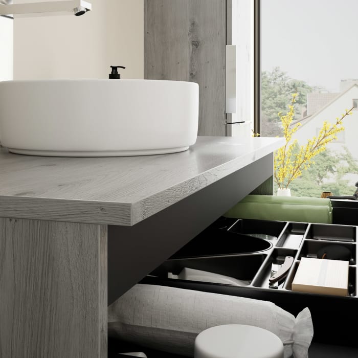 burgbad Eqio Waschtischunterschrank mit Konsolenplatte 100 cm, mit Griff G0146