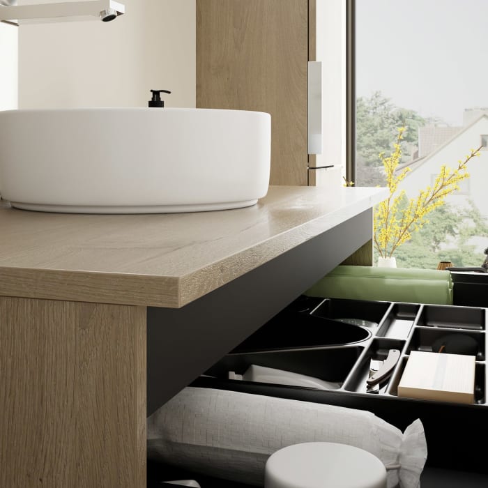 burgbad Eqio Waschtischunterschrank mit Konsolenplatte 100 cm, mit Griff G0146