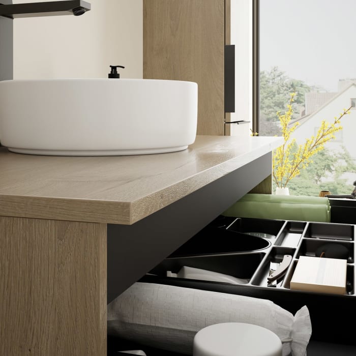 burgbad Eqio Waschtischunterschrank mit Konsolenplatte 100 cm, mit Griff G0200