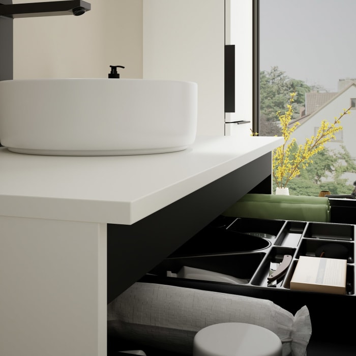 burgbad Eqio Waschtischunterschrank mit Konsolenplatte 100 cm, mit Griff G0200