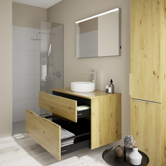 burgbad Eqio Waschtischunterschrank mit Konsolenplatte 100 cm, mit Griff G0146