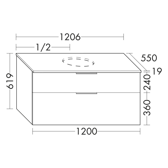 burgbad Eqio Waschtischunterschrank mit Konsolenplatte 120 cm, mit Griffleiste G0252