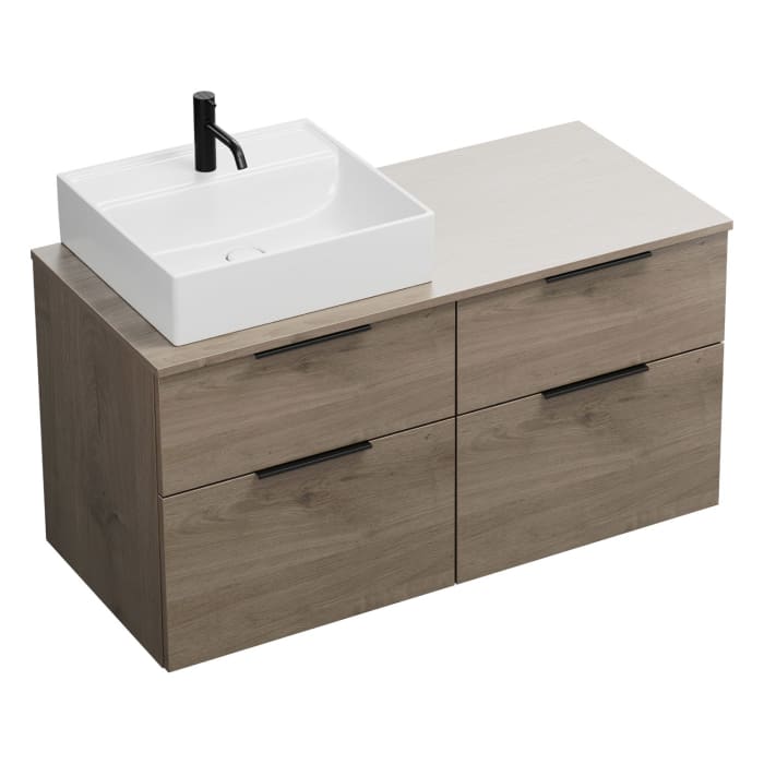 burgbad Eqio Waschtischunterschrank mit Konsolenplatte 120 cm, links, mit Griff G0200