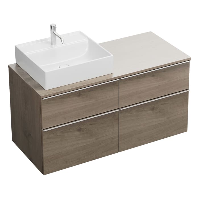 burgbad Eqio Waschtischunterschrank mit Konsolenplatte 120 cm, links, mit Griffleiste G0251