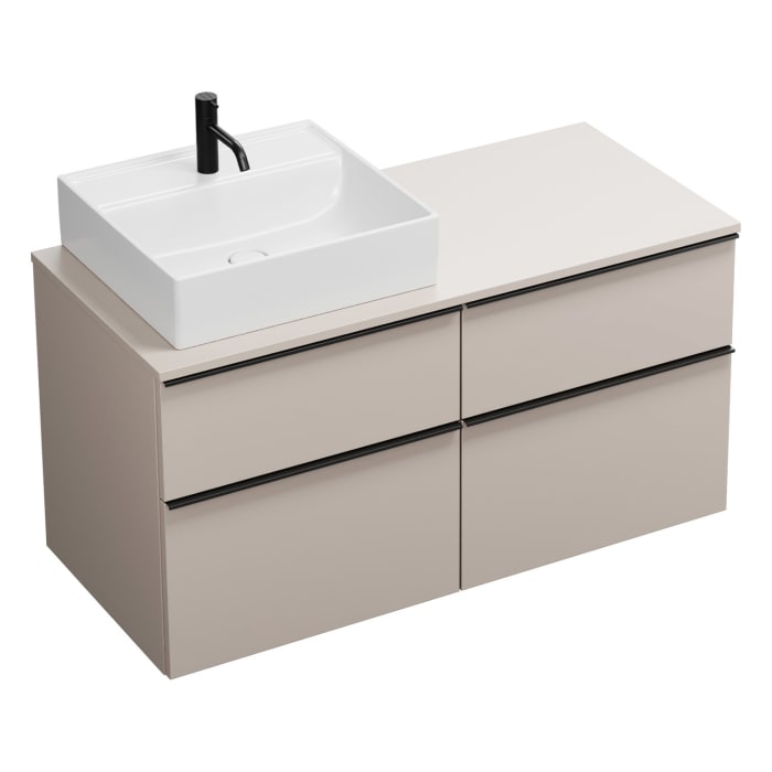 burgbad Eqio Waschtischunterschrank mit Konsolenplatte 120 cm, links, mit Griffleiste G0252