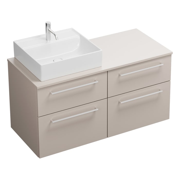 burgbad Eqio Waschtischunterschrank mit Konsolenplatte 120 cm, links, mit Stangengriff P95