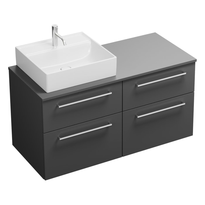 burgbad Eqio Waschtischunterschrank mit Konsolenplatte 120 cm, links, mit Stangengriff P95