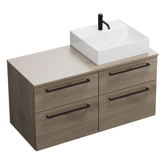 burgbad Eqio Waschtischunterschrank mit Konsolenplatte 120 cm, rechts, mit Stangengriff G0234