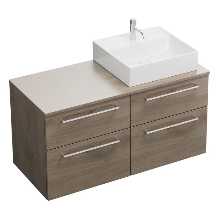 burgbad Eqio Waschtischunterschrank mit Konsolenplatte 120 cm, rechts, mit Stangengriff P95