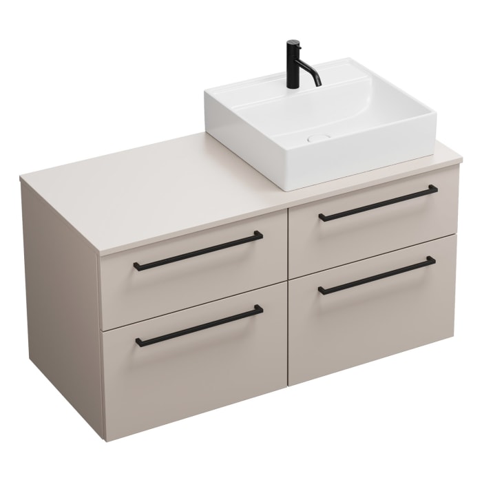 burgbad Eqio Waschtischunterschrank mit Konsolenplatte 120 cm, rechts, mit Stangengriff G0234