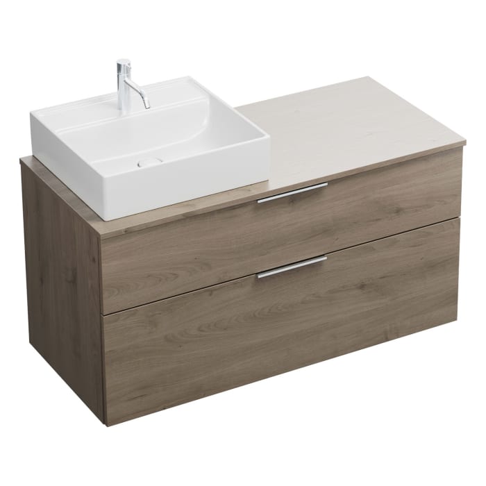 burgbad Eqio Waschtischunterschrank mit Konsolenplatte 120 cm, links, mit Griff G0146