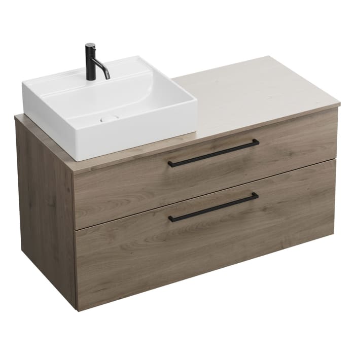 burgbad Eqio Waschtischunterschrank mit Konsolenplatte 120 cm, links, mit Stangengriff G0234