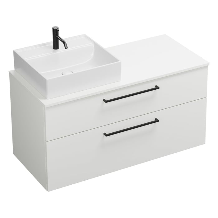 burgbad Eqio Waschtischunterschrank mit Konsolenplatte 120 cm, links, mit Stangengriff G0234