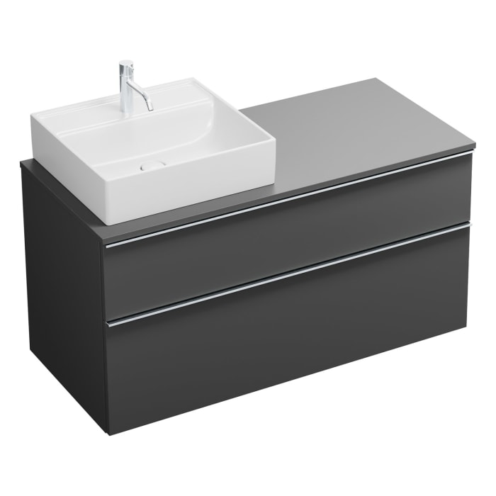 burgbad Eqio Waschtischunterschrank mit Konsolenplatte 120 cm, links, mit Griffleiste G0251