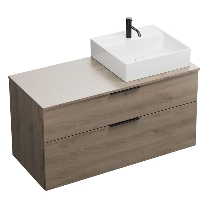 burgbad Eqio Waschtischunterschrank mit Konsolenplatte 120 cm, rechts, mit Griff G0200